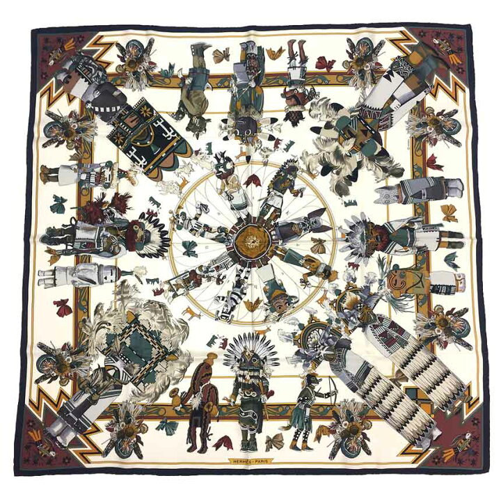 楽天市場】HERMES エルメス スカーフ カレ90 Kachinas カチナ カチーナ 