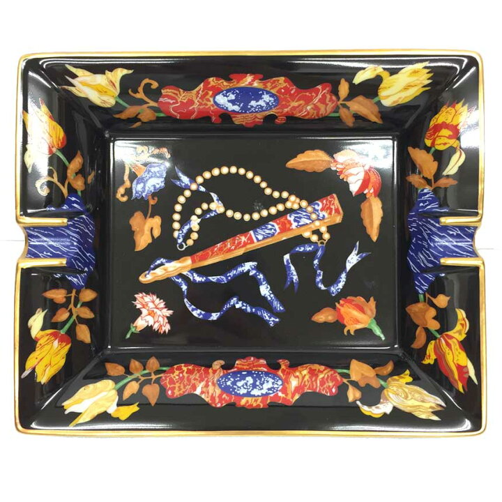 楽天市場】レア物 HERMES エルメス アッシュトレイ 灰皿 陶器 扇子 花  