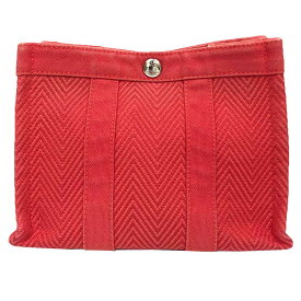 エルメス HERMES ミニカバス MINI CABAS 小物入れ ポーチ キャンバス レッド 赤【中古】エルメス ポーチ aq12832