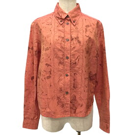 希少　HERMES　エルメス　長袖　シャツ　Rodeo des Cowgirls　カウガールたちのロデオ　マルジェラ期　レディース　36サイズ　コットン　オレンジ【中古】エルメス　アパレル aq11893