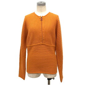 HERMES　エルメス　ハーフジップ　ニット　Sサイズ　オレンジ　ウール　カシミヤ　長袖【新古品】【美品】【中古】エルメス　レディース　アパレル aq12544