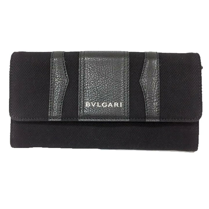 ブルガリ BVLGARI ビーゼロワン 長財布 レザーXキャンパス ブラック 