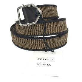 ボッテガヴェネタ BOTTEGA　VENETA　ベルト　649615　キャンバス×レザー　キャメル　ブラウン　メンズ【新古品】【未使用】【中古】ボッテガ　ベルト　aq8061