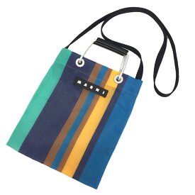 MARNI マルニ フラワー カフェ MARNI FLOWER CAFE ストライプミニショルダーバッグ SHMH0106A0 TN296 STB58 NARCISSUS　ナルシスブルー【新古品】【美品】【中古】マルニ　バッグ　aq11401