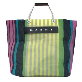 MARNI マルニ フラワー カフェ バッグ ストライプ トートバッグ /SHMHR08A00 TN296 STC37 PINK CANDY【中古】マルニ　バッグ　aq11582