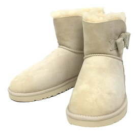 UGG　アグ　W JACKEE　1008838　W　ショートブーツ　リボン　スワロフスキー　シープスキン　アイボリー　JPサイズ25cm　レディース【新古品】【未使用】【中古】アグ　靴　レディース　aq9692