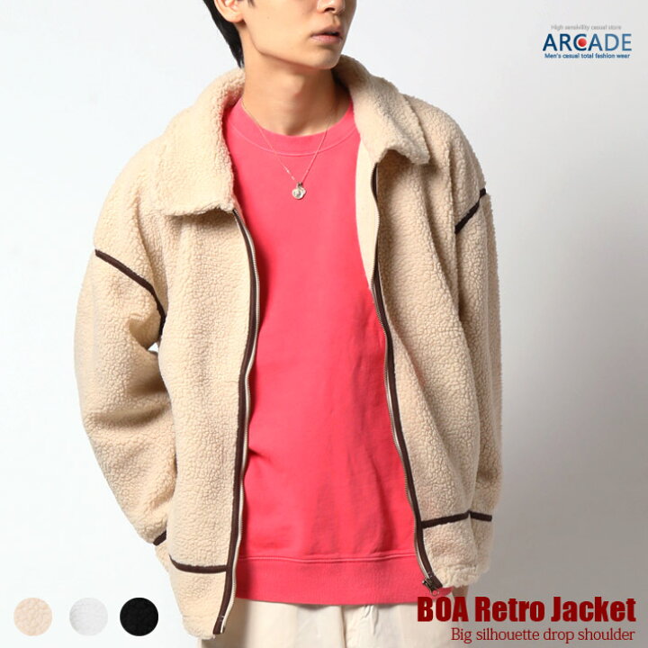 楽天市場 ボアブルゾン メンズ フライトジャケット ビッグシルエット ミリタリージャケット 暖かい ボアアウター 韓国ファッション ボアジャケット Arcade アーケード