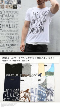 TシャツメンズおしゃれサーフTシャツ半袖Tシャツかっこいいメンズ半袖Tシャツ夏メンズファッションティーシャツトップスプリントTシャツアメカジロゴ