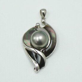 真珠 パール ペンダント 黒蝶真珠 ペンダント 黒真珠12-13mm グレーカラー