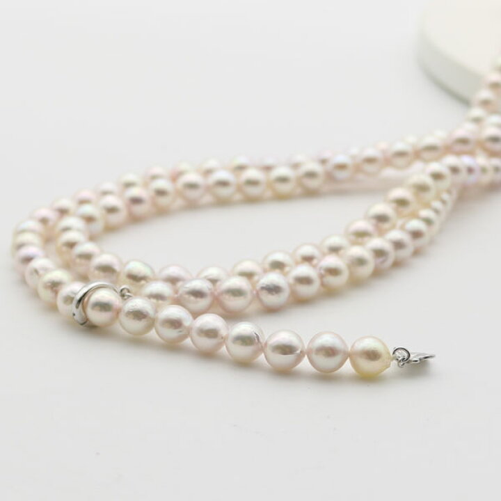 本真珠 パール ロングネックレス 74cm 6.5-6.9mm SILVER 】真珠 パール 