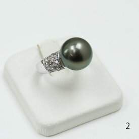 真珠 指輪 パール リング 黒蝶真珠 指輪 12〜13mm　ブラックグリーンカラー 黒真珠 パール 真珠 ムーンストーン