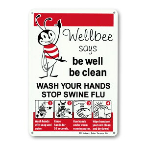 HAND WASH SIGN / RED �n���h�E�H�b�V�� �T�C�� �A���~ �Ŕ�