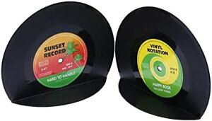 ����~�� Vintage Record Book Ends Bookshelf Bookends Vinyl Book Holder Desk Organizer Desktop School Office Accessories Bookcase �w�r�[�f���[�e�B�[