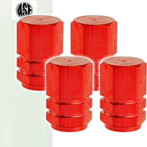 アルミ エアーバルブキャップ タイヤバルブキャップ赤4個 ホイールの雰囲気が変わる 軽量 カラー タイヤバルブ キャップ as1633