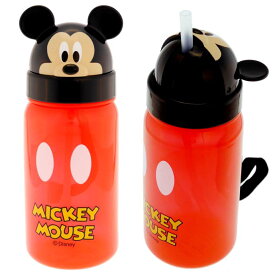 ミッキーマウス ストロー付ボトル 水筒 PBS3STD キャラクターグッズ シリコンストロー付き水筒 ダイカットデザイン Sk086