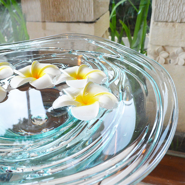 楽天市場ガラスの水盤セットコッパーB 超リアルなプルメリア造花