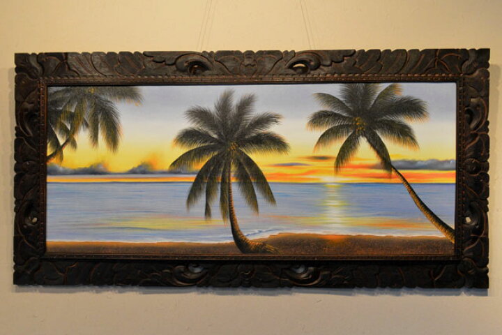 楽天市場】絵画 海 （椰子の木とサンセットビーチ 139×69cm no,16 