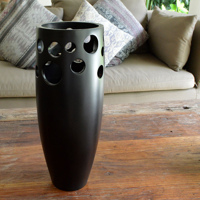 アメリカンヴィンテージ フラワーベース 黒×白マーブル 花瓶 ブラック