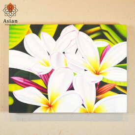 絵画 プルメリア 40×30cm B 【 アートパネル 花 アジアン インテリア アート 花の絵 ハワイ バリ絵画 壁掛け ファブリックパネル バリ 雑貨 おしゃれ リゾート ハワイアン雑貨 】