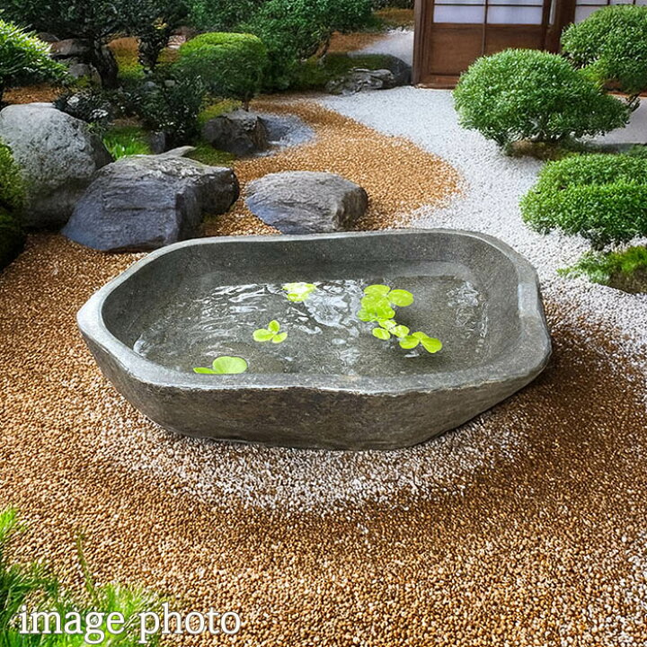 楽天市場】水鉢 石 和モダン （赤系3）（53.5×41.5×15.5cm 21.5kg