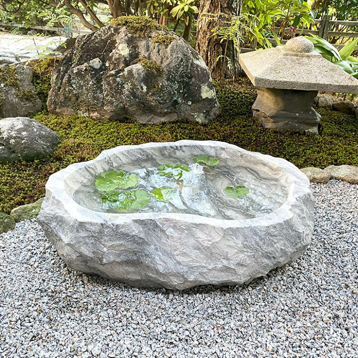 楽天市場】大理石 つくばい 手水鉢 石 (55×41×16cm 39kg B)【 睡蓮鉢  