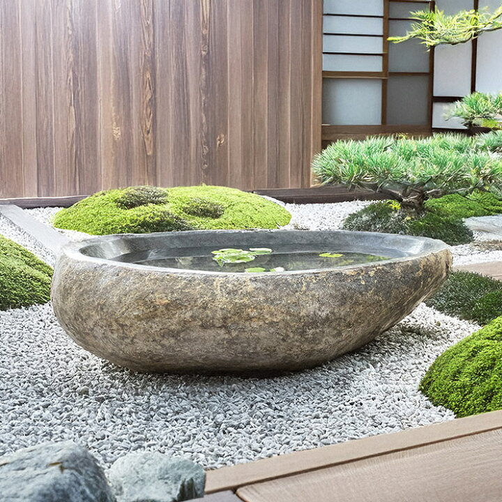 楽天市場】つくばい 手水鉢 （51.5×37×14.5cm 22kg グレー系A 