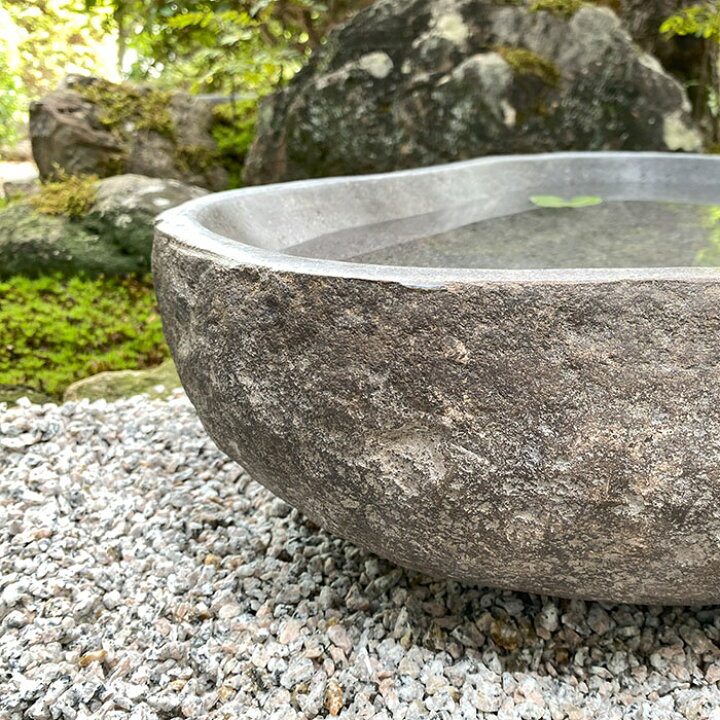 楽天市場】天然石 手水鉢 つくばい （48.5×47.5×16cm 35kg D）【 睡蓮 