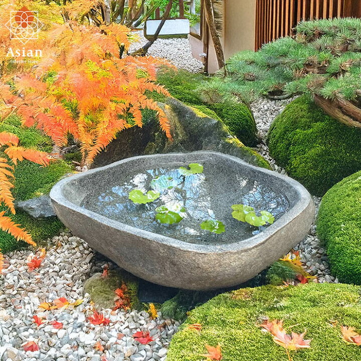 楽天市場】つくばい 手水鉢 （グレー系N 50.5×41.5×16cm 26kg 
