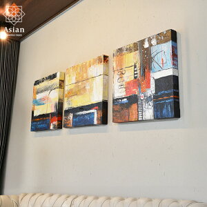 バリ絵画 3枚 40×40cm 36 【 絵画 インテリア 絵 壁掛け おしゃれ 北欧 アートパネル モダン アート ファブリックパネル バリ アジアン 雑貨 リゾート 抽象画 】