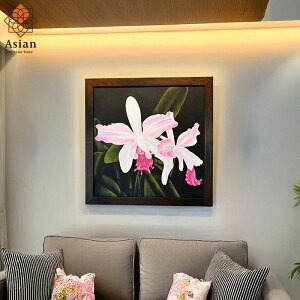 絵画 オーキッド 蘭 (68cm 3) 【 バリ絵画 アートパネル 花 玄関 ファブリックパネル アートフレーム 壁掛け パネル 壁飾り モダンアート モダン絵画 アジアン バリ インテリア アート リゾ