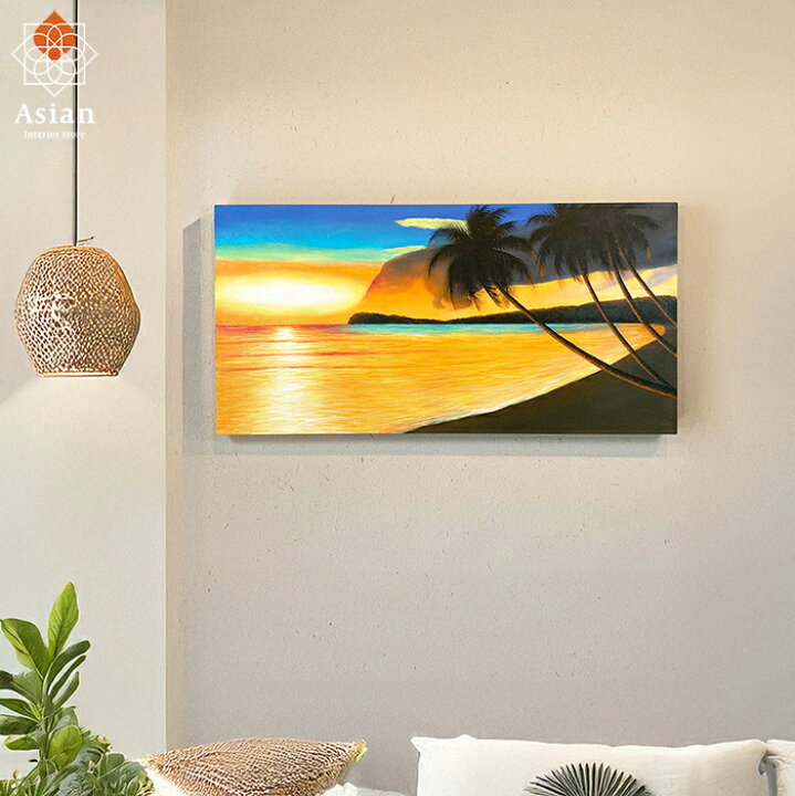 楽天市場】絵画 海 サンセット 画家M.Santo 80×40cm 211 【 おしゃれ 