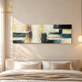 【手描き】 バリ＋北欧の最先端ヒーリング絵画 Abstract 140×45cm 10 インテリア アートパネル モダン 絵 壁掛け 抽象画 壁飾り 玄関 おしゃれ 北欧 モダンアート パネル ファブリックパネル バリ絵画 風水 大型 大きい アジアン バリ