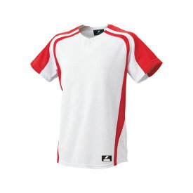 [SSK]エスエスケイ1ボタンプレゲームシャツ(BW0906)(1020)ホワイト×レッド