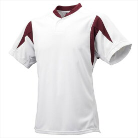 [SSK]エスエスケイ1ボタンベースボールTシャツ(BT2300)(1022)ホワイト×エンジ