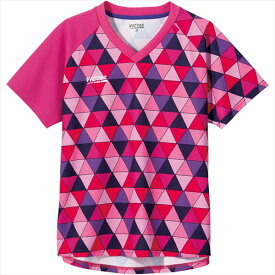 【1点までメール便可】[VICTAS]ヴィクタスレディースゲームシャツカラフル トライアングル LGS (612104)(7000)ピンク