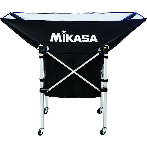 ボールメーカーMIKASA 即日出荷 MIKASA 完全送料無料 ミカサ携帯用折り畳み式ボールカゴ 舟型 フレーム ブラック AC-BC210-BK 幕体 キャリーケースの3点セット
