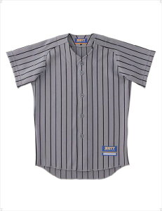 [ZETT]ゼット野球ジュニアユニフォームストライプメッシュシャツ(BU521J)(1319)SV/BK