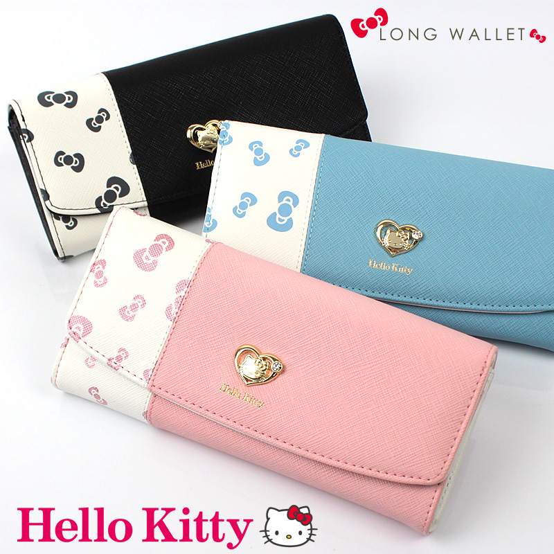 楽天市場】キティ 財布Hello Kitty リボン柄 かぶせ付き 長財布 