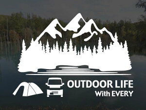 �G�u���C DA18V OUTDOOR LIFE With EVERY �X�e�b�J�[ (L�T�C�Y)�A�E�g�h�A �L�����v �V�[�� �f�J�[���J�b�e�B���O�X�e�b�J�[ �J�b�e�B���O�V�[�� �؂蔲������ �؂蕶��