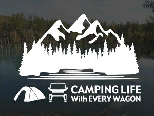 �G�u���C���S�� DA18W CAMPING LIFE With EVERY WAGON �X�e�b�J�[ (L�T�C�Y)�G�u���C ���S�� �A�E�g�h�A �L�����v �V�[�� �f�J�[���J�b�e�B���O�X�e�b�J�[ �J�b�e�B���O�V�[�� �؂蔲������ �؂蕶��