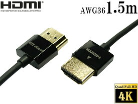 HDMIケーブル 1.5m ハイスピード スーパースリムタイプ 4K,3D対応 HDMI1.4認証★ネコポス送料無料★　【0279】