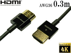 HDMIケーブル 0.3m ハイスピード スーパースリムタイプ 4K,3D対応 HDMI1.4認証★ネコポス送料無料★【0367】