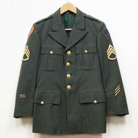 【中古】◆実物 米軍 U,S,ARMY ウール ドレスジャケット ワッペン付き AG-44 1960年代 モスグリーン♪ヴィンテージ ミリタリー 制服 軍服 メタルボタン コート