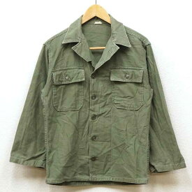 【中古】実物 米軍 ユーティリティシャツ OG-107 筒袖タイプ コットン サテン 1960年代 オリーブ ヴィンテージ ミリタリー メンズ ワーク アーミー US アメリカ コンバット USED 古着 VINTAGE 60s