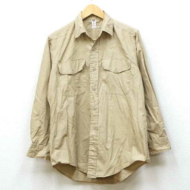 【中古】実物 米軍 Flying Cross ポプリン ドレスシャツ 70年代 ヴィンテージ カーキ ミリタリー 長袖 オフィサーシャツ アメリカ ベージュ ワーク USED 古着 VINTAGE 70s USA