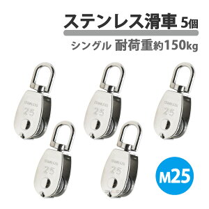 ステンレス製 滑車 ステンレス滑車 M25 25mm ローププーリー プーリーブロック スイベル式 小型 5個 吊り下げ 貨物輸送 固定滑車 荷揚げ