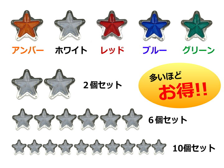楽天市場】星型サイドマーカー 【商品一覧】 12V 24V兼用 レトロ LED 