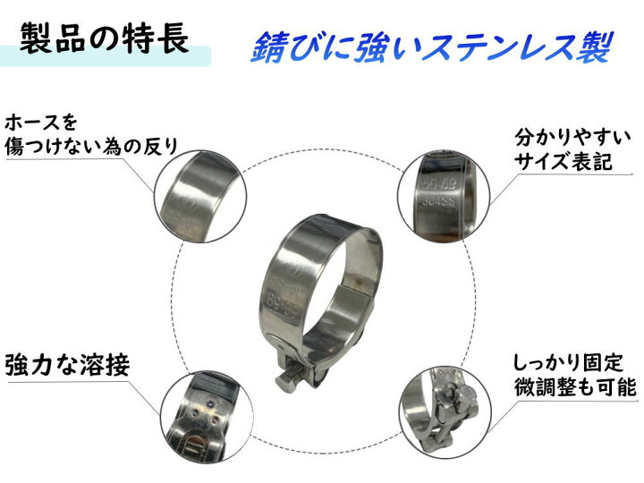 楽天市場】マフラーバンド ステンレスマフラークランプ ステンレス 