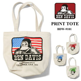 トートバッグ BEN DAVIS ベンデイビス カバン BDW-9101 コットンキャンバス プリントトートバッグ PRINT TOTE BAG バック かばん 鞄 ネコポス メール便送料無料 新生活 母の日 引っ越し プレゼント