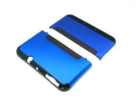 new3DSLL保護ツートンカラープラxアルミ収納ケースカバー青